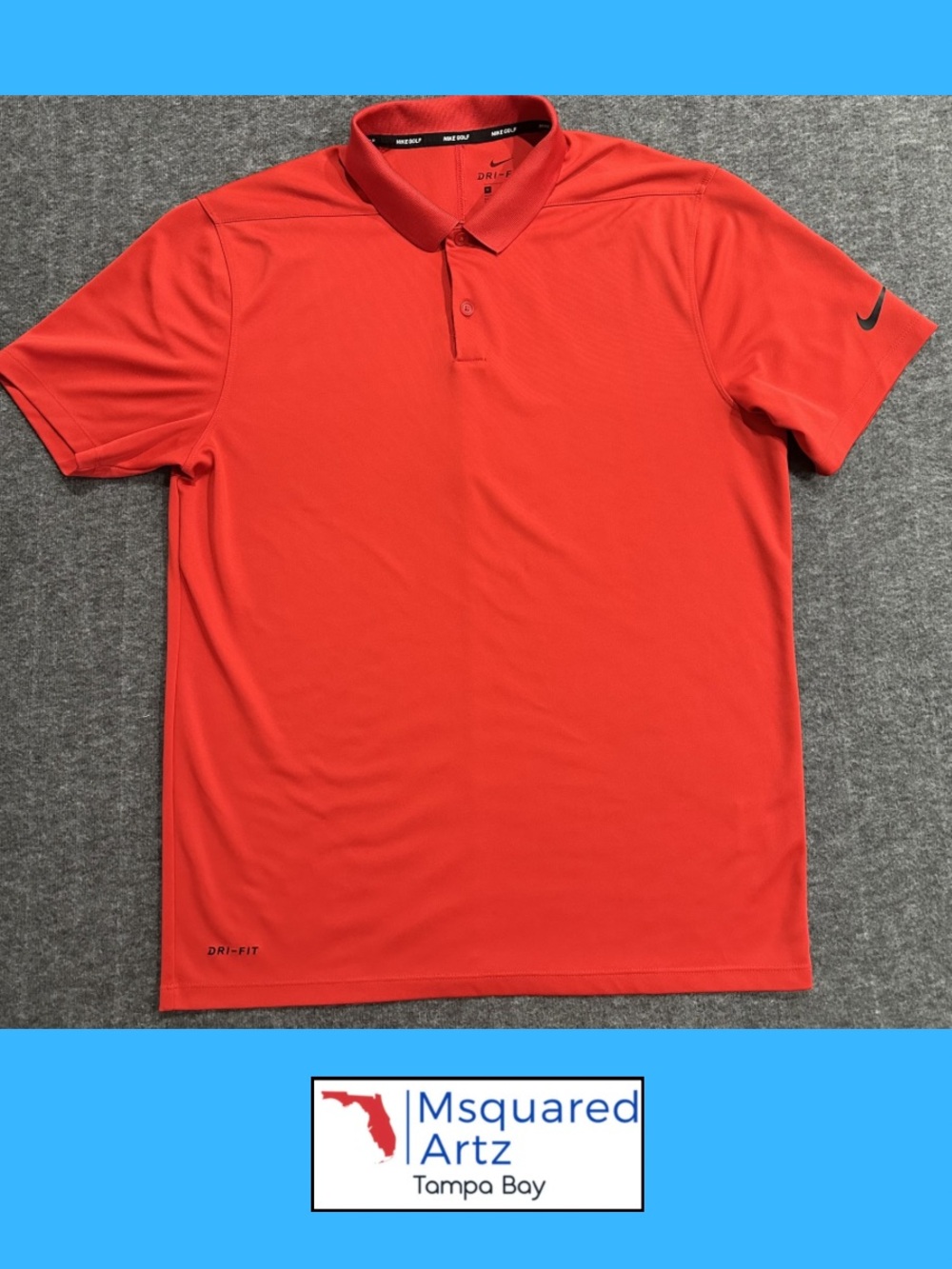 Nike Golf Dri Fit Polo Shirt Red Swoosh Athletic Golf Men Medium